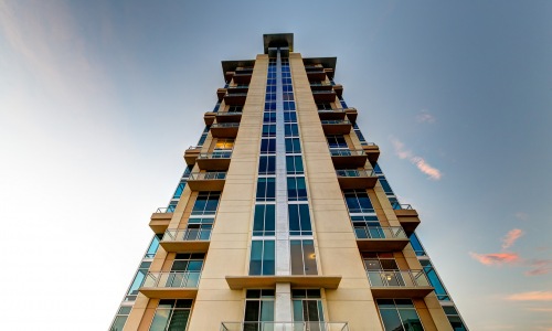 M5250 high rise exterior from the bottom looking up